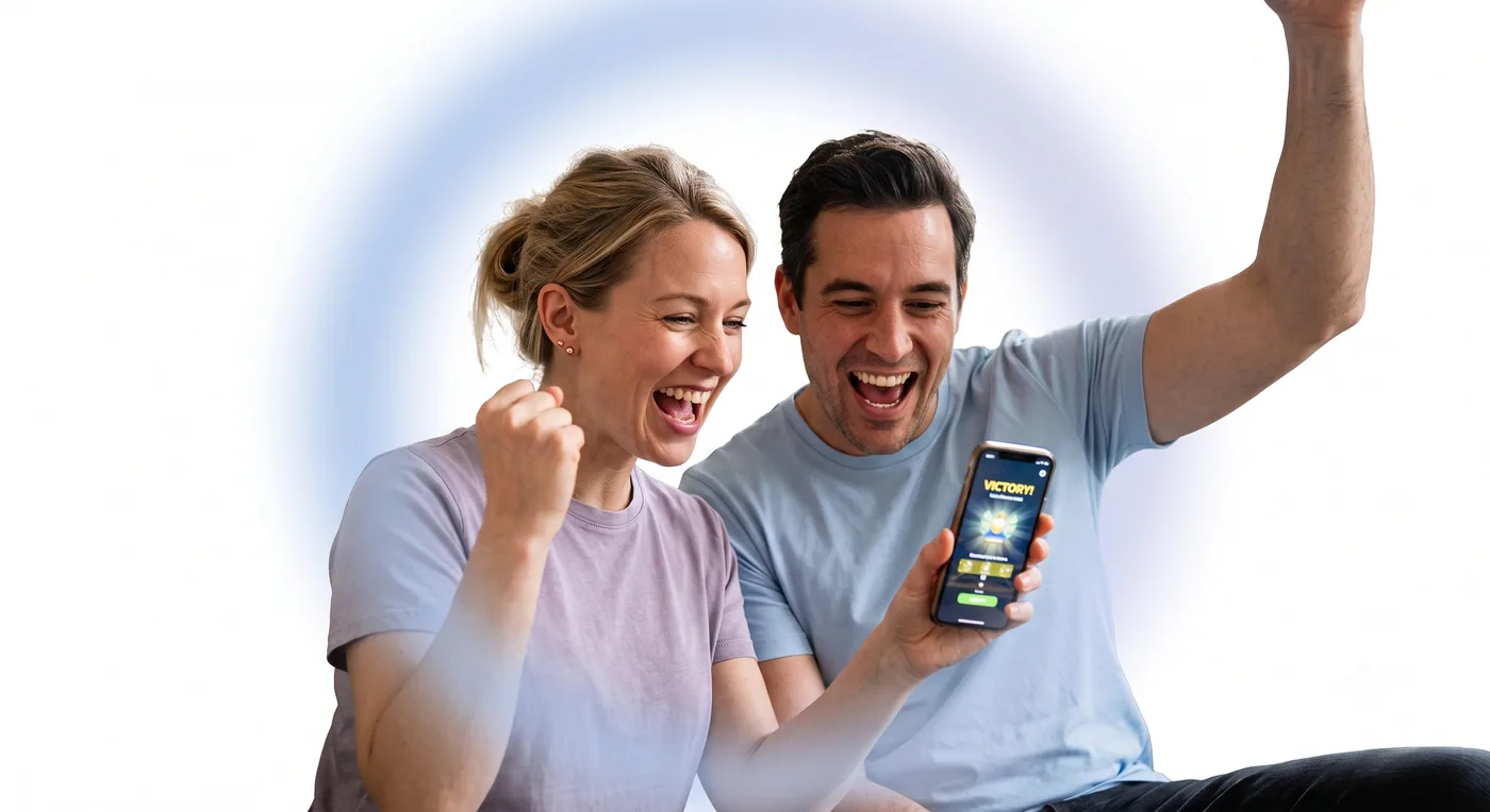 Couple celebrating finding a great rate